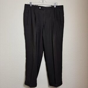 Austin Grey Men's Pleated Dress Pants Size 36 Poly/Wool Brown/Black Houndstooth